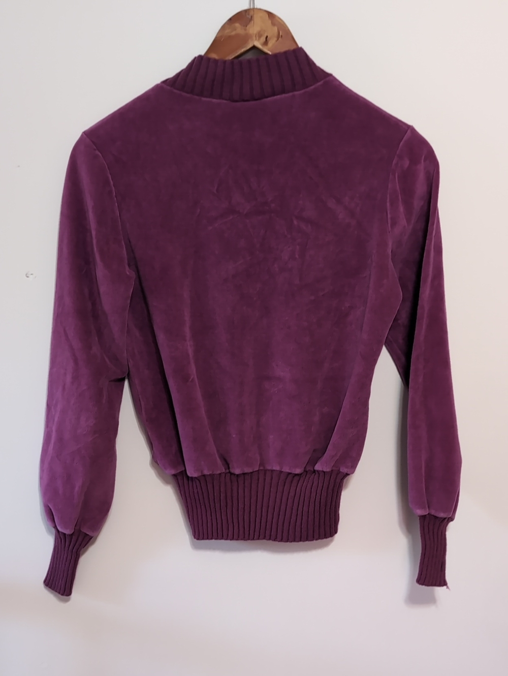 Vintage Sears Purple Terry Vneck Varsity Sweater Embroidered Size Medium - Picture 7 of 7